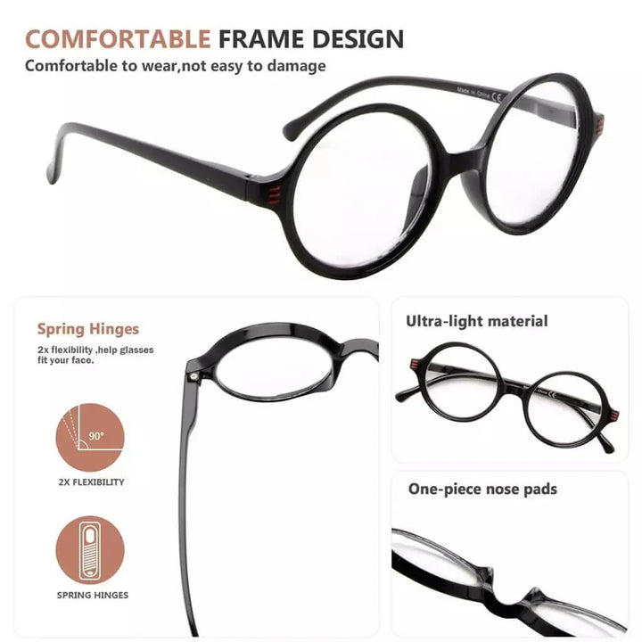 4 Pack Reading Glasses Small Lens Round Readers R2025