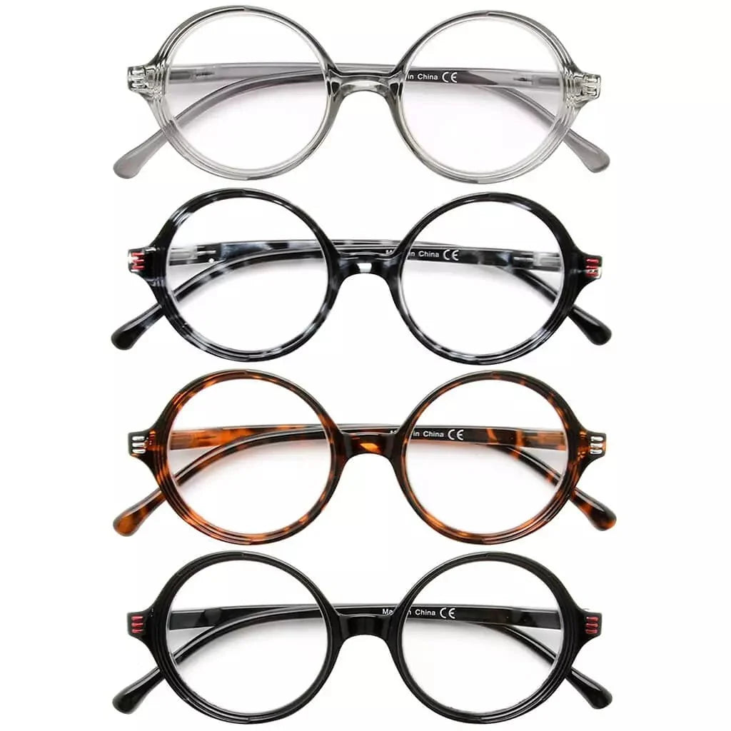 4 Pack Reading Glasses Small Lens Round Readers R2025