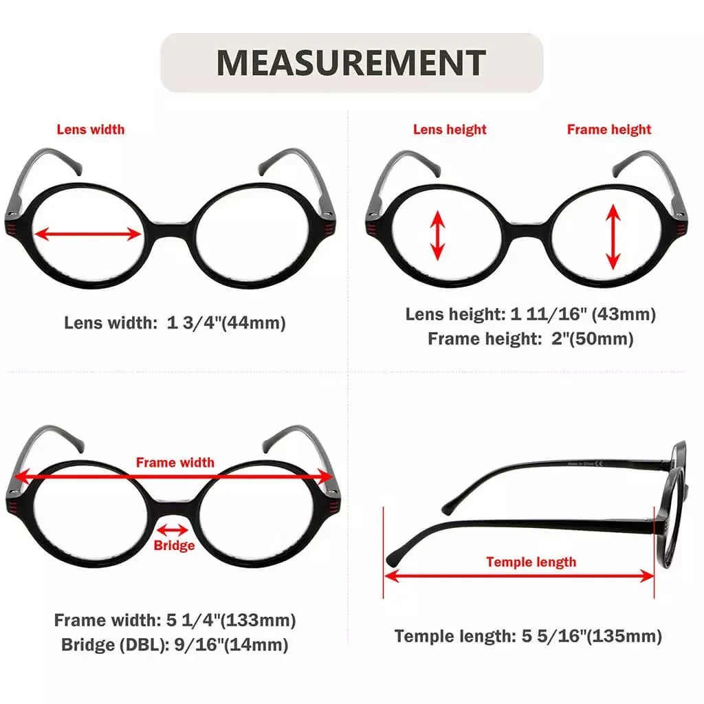 4 Pack Reading Glasses Small Lens Round Readers R2025