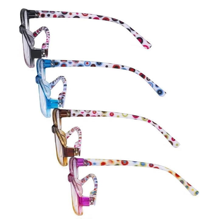 4 Pack Reading Glasses with Cute Polka Dots Temples R908PC