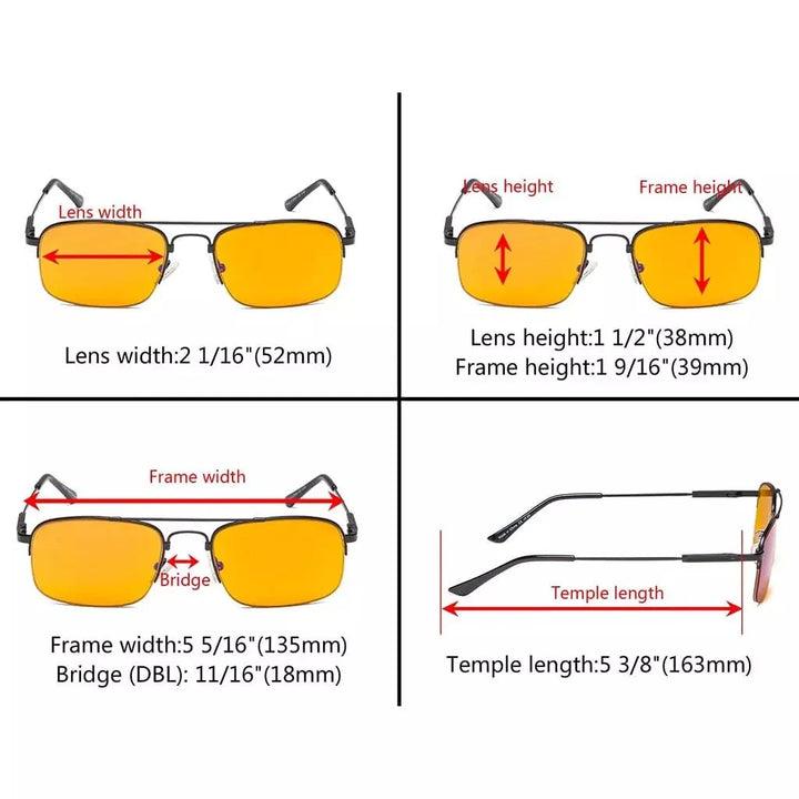 4 Pack Rectangle Blue Light Blocking Reading Glasses DS1706