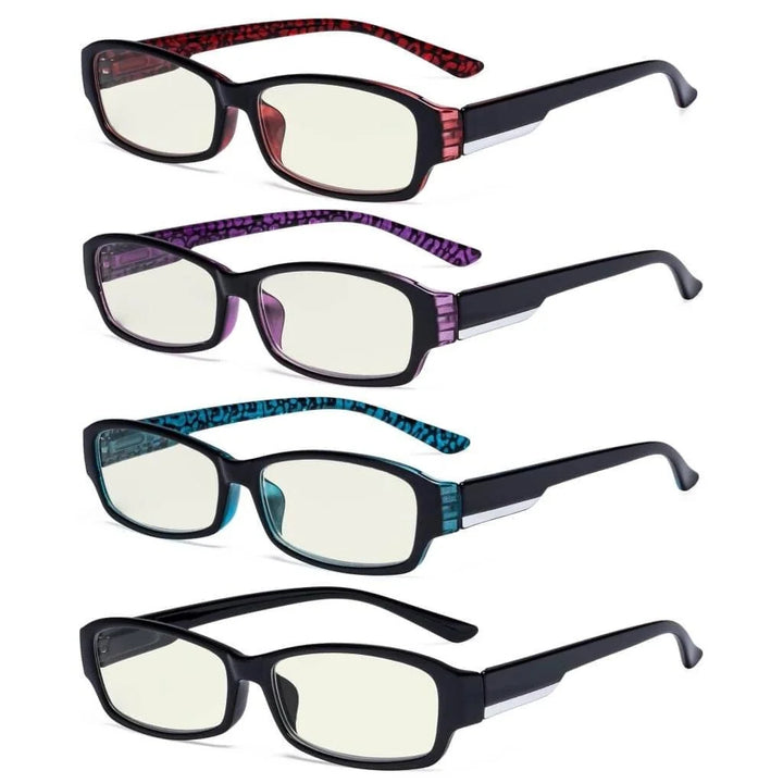4 Pack Rectangle Blue Light Filter Readers UVR9105