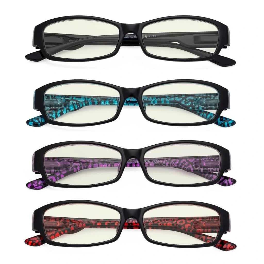 4 Pack Rectangle Blue Light Filter Readers UVR9105