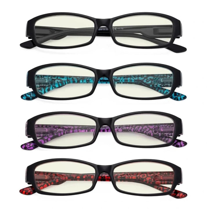 4 Pack Rectangle Blue Light Filter Readers UVR9105