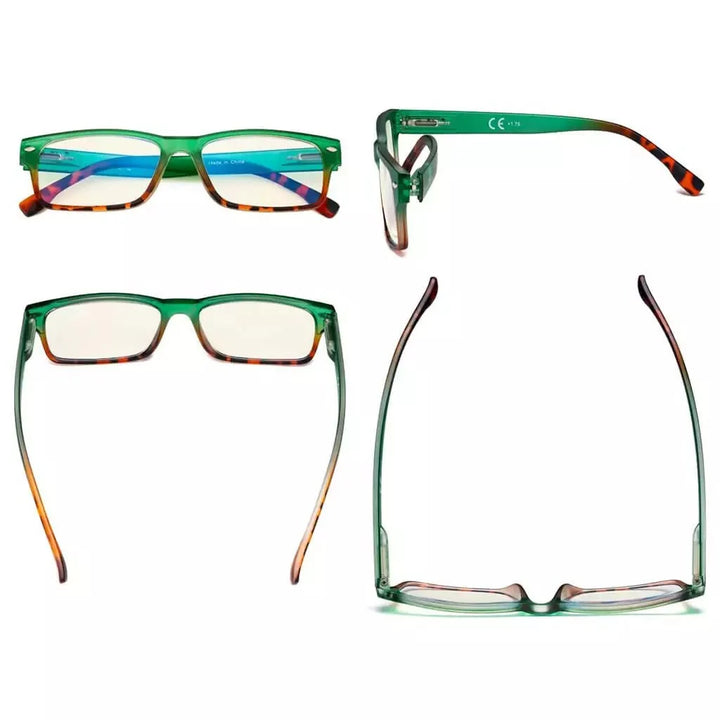 4 Pack Rectangle Blue Light Filter Reading Glasses UVR108D
