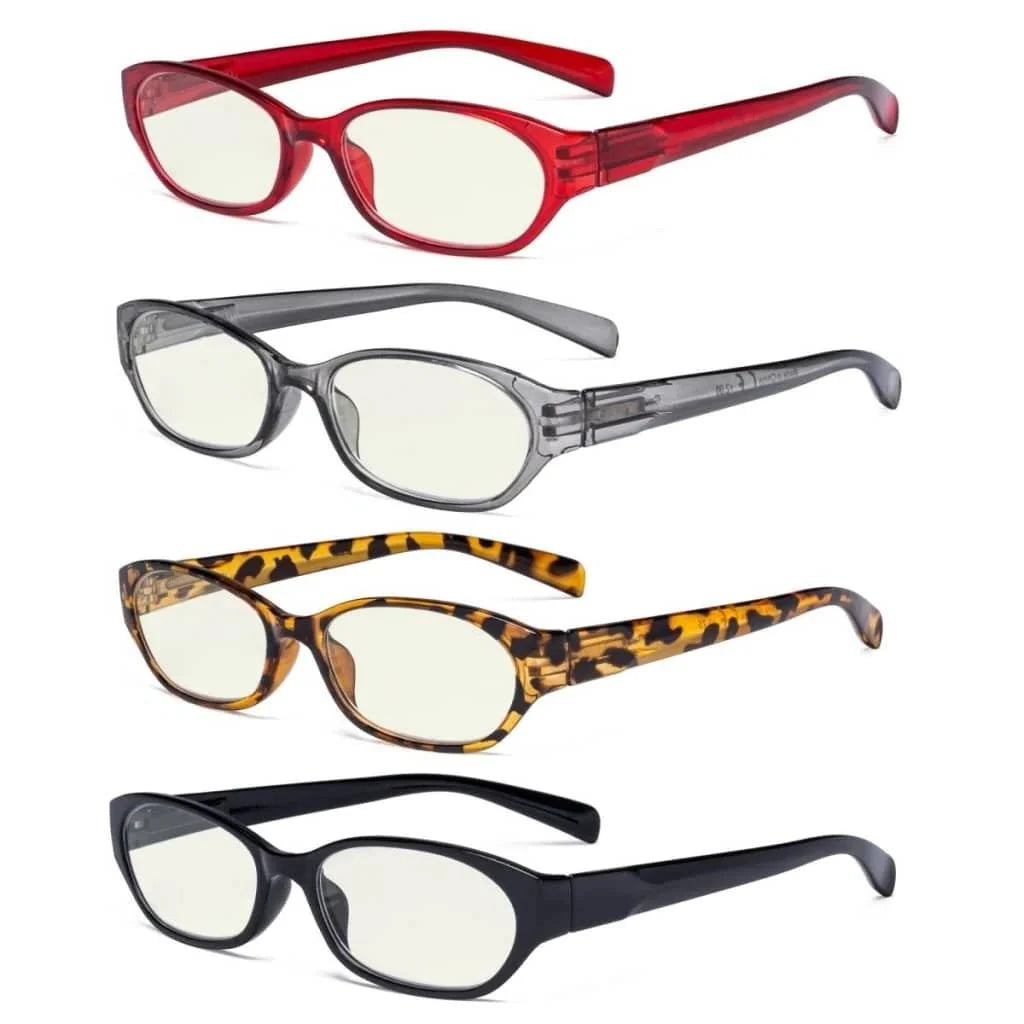 4 Pack Rectangle Blue Light Filter Reading Glasses UVR9101