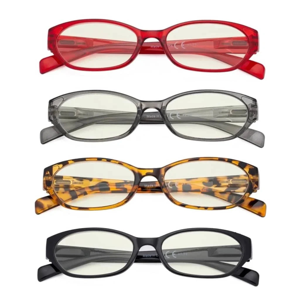 4 Pack Rectangle Blue Light Filter Reading Glasses UVR9101