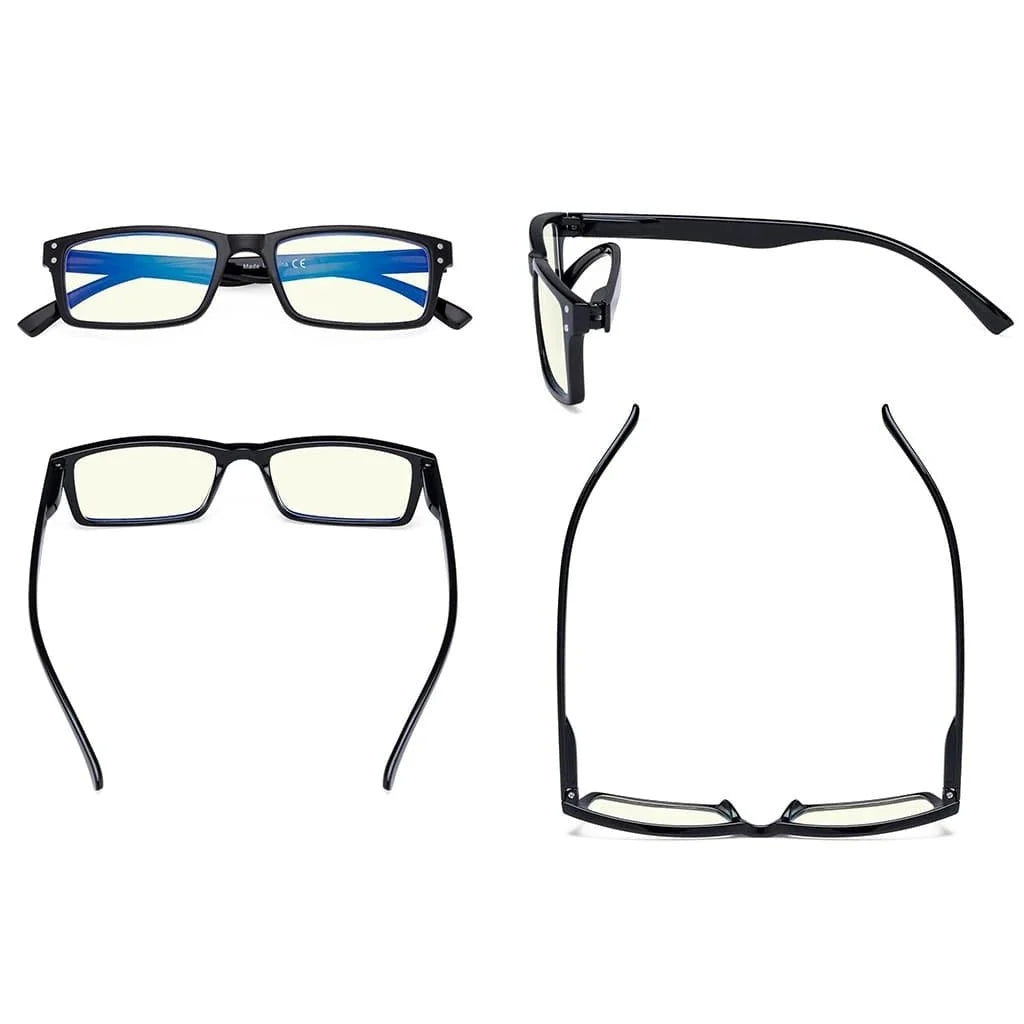 4 Pack Rectangle Chic Blue Light Filter Eyeglasses UVR057