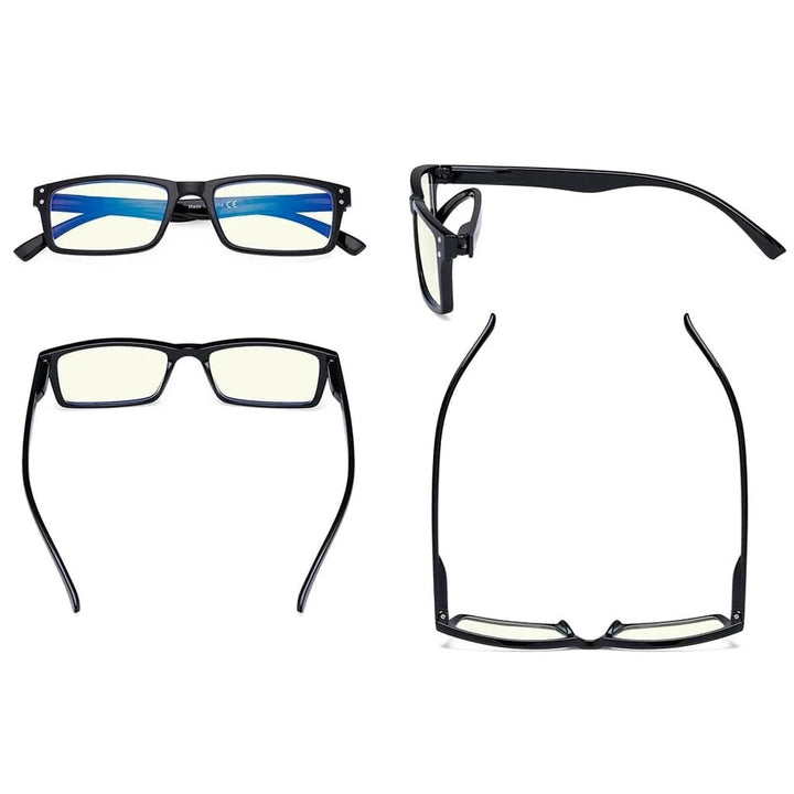 4 Pack Rectangle Chic Blue Light Filter Eyeglasses UVR057