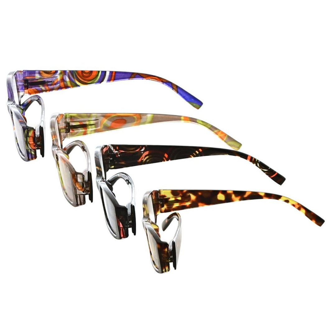 4 Pack Rectangle Reading Glasses Retro Readers R040G