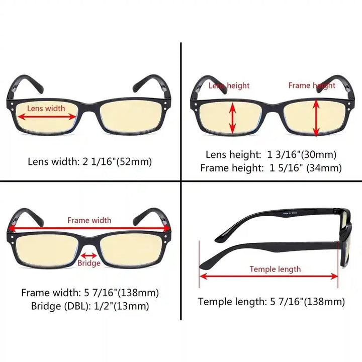 4 Pack Retro Blue Light Blocking Reading Glasses TM103