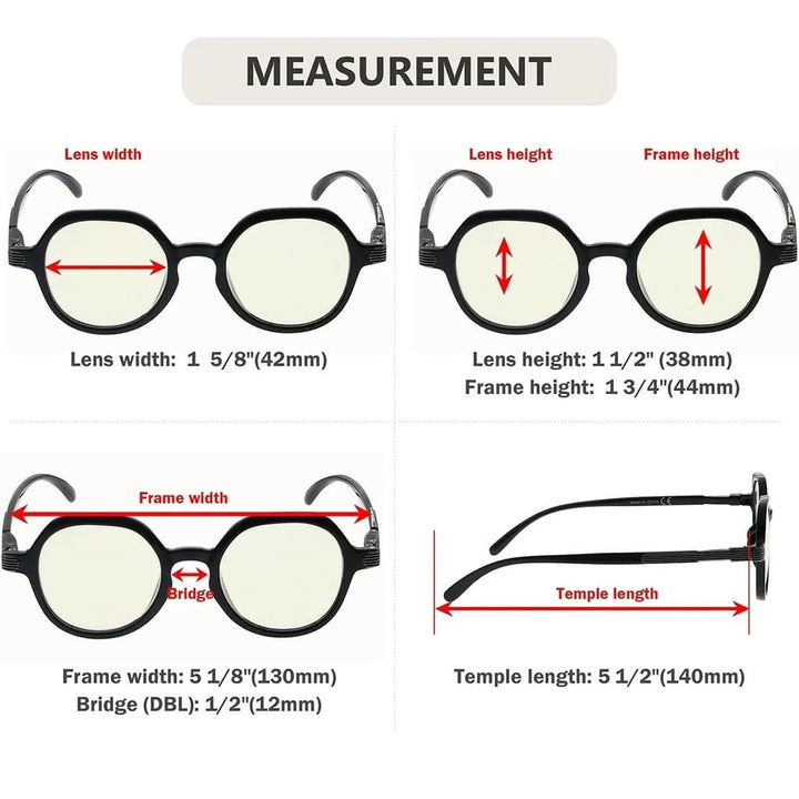4 Pack Retro Blue Light Filter Reading Glasses UV2008