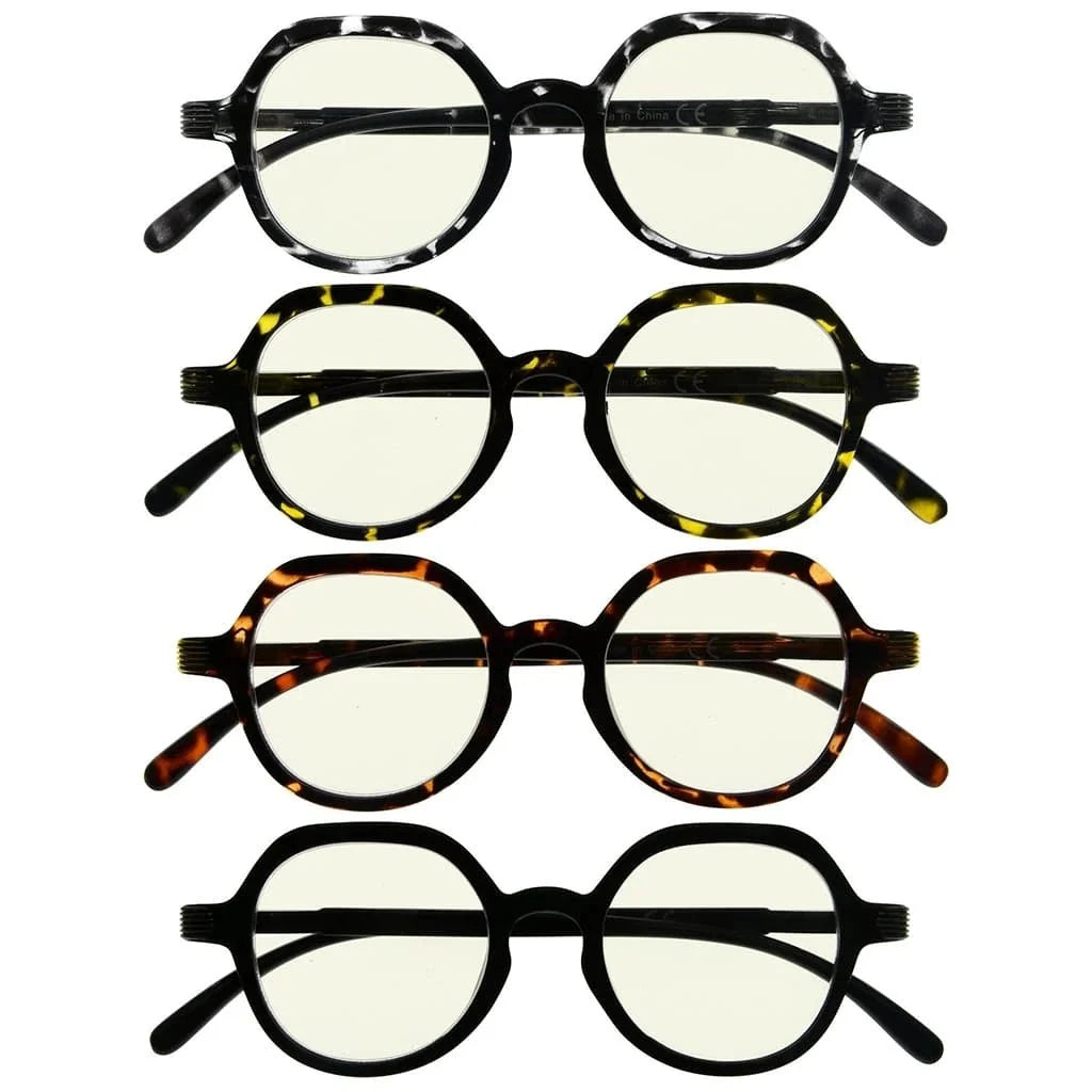 4 Pack Retro Blue Light Filter Reading Glasses UV2008