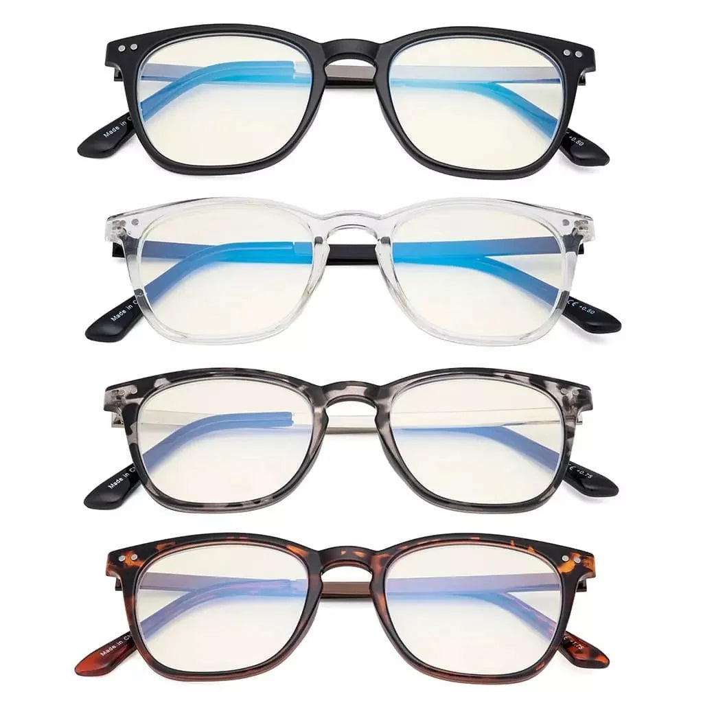 4 Pack Retro Blue Light Filter Reading Glasses UVRJ003
