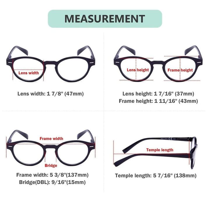 4 Pack Retro Oval Readers Reading Glasses 3-R091