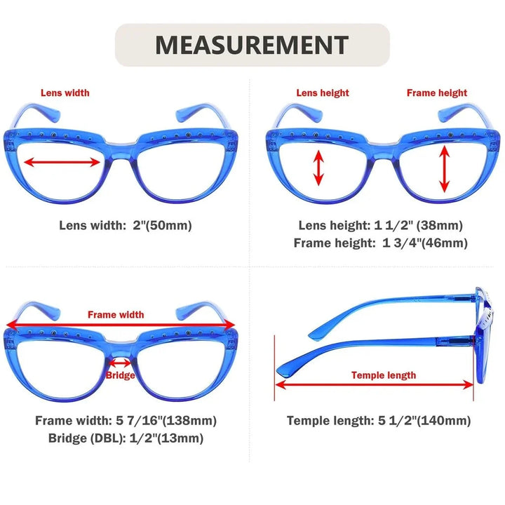 4 Pack Rhinestone Half Moon Reading Glasses R2018