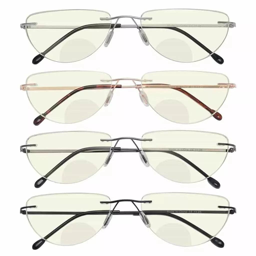 4 Pack Rimless Blue Light Filter Bifocal Readers BRL2UV