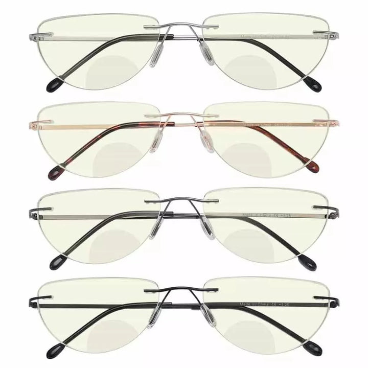 4 Pack Rimless Blue Light Filter Bifocal Readers BRL2UV