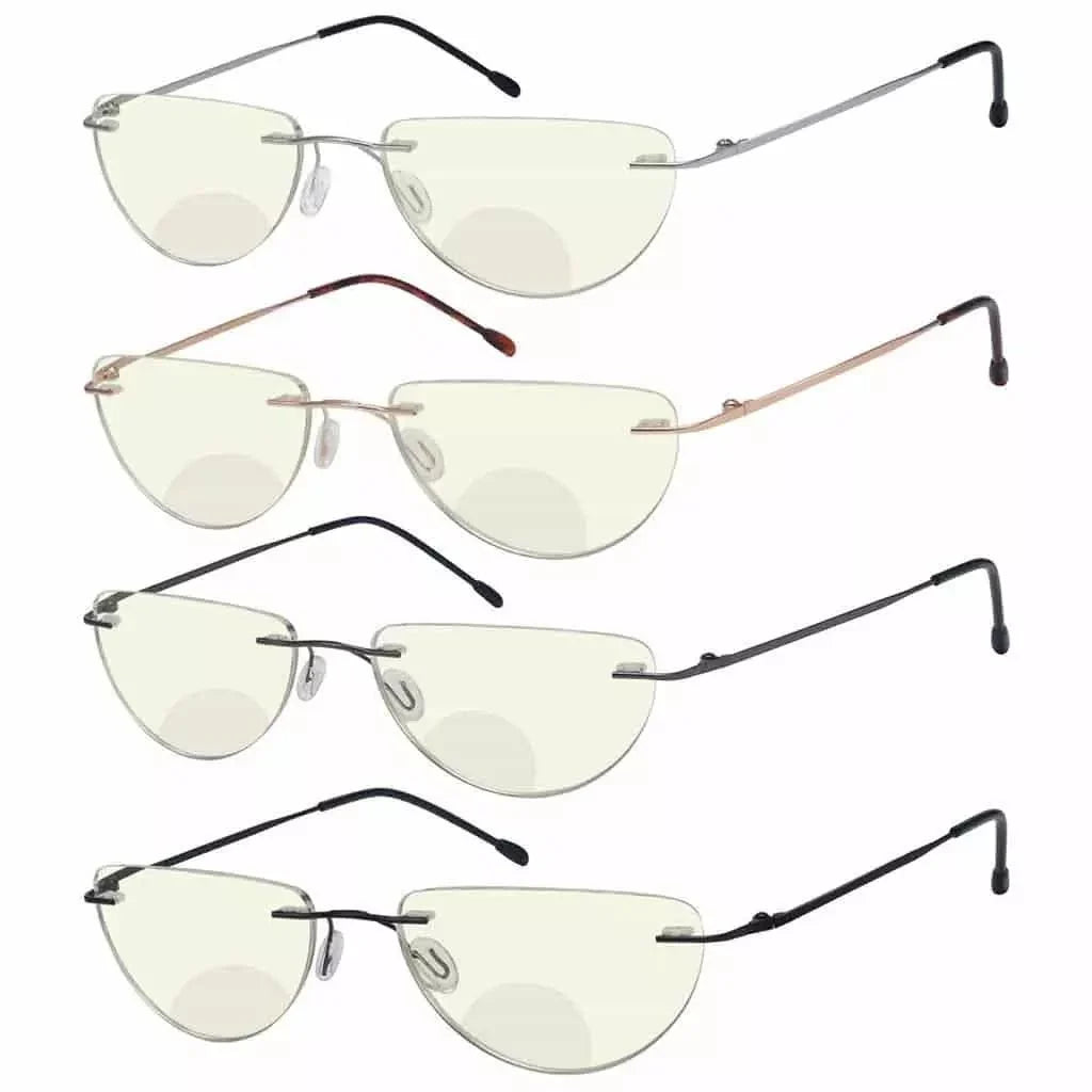 4 Pack Rimless Blue Light Filter Bifocal Readers BRL2UV