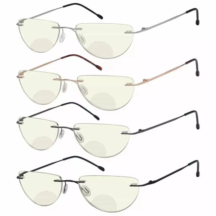 4 Pack Rimless Blue Light Filter Bifocal Readers BRL2UV