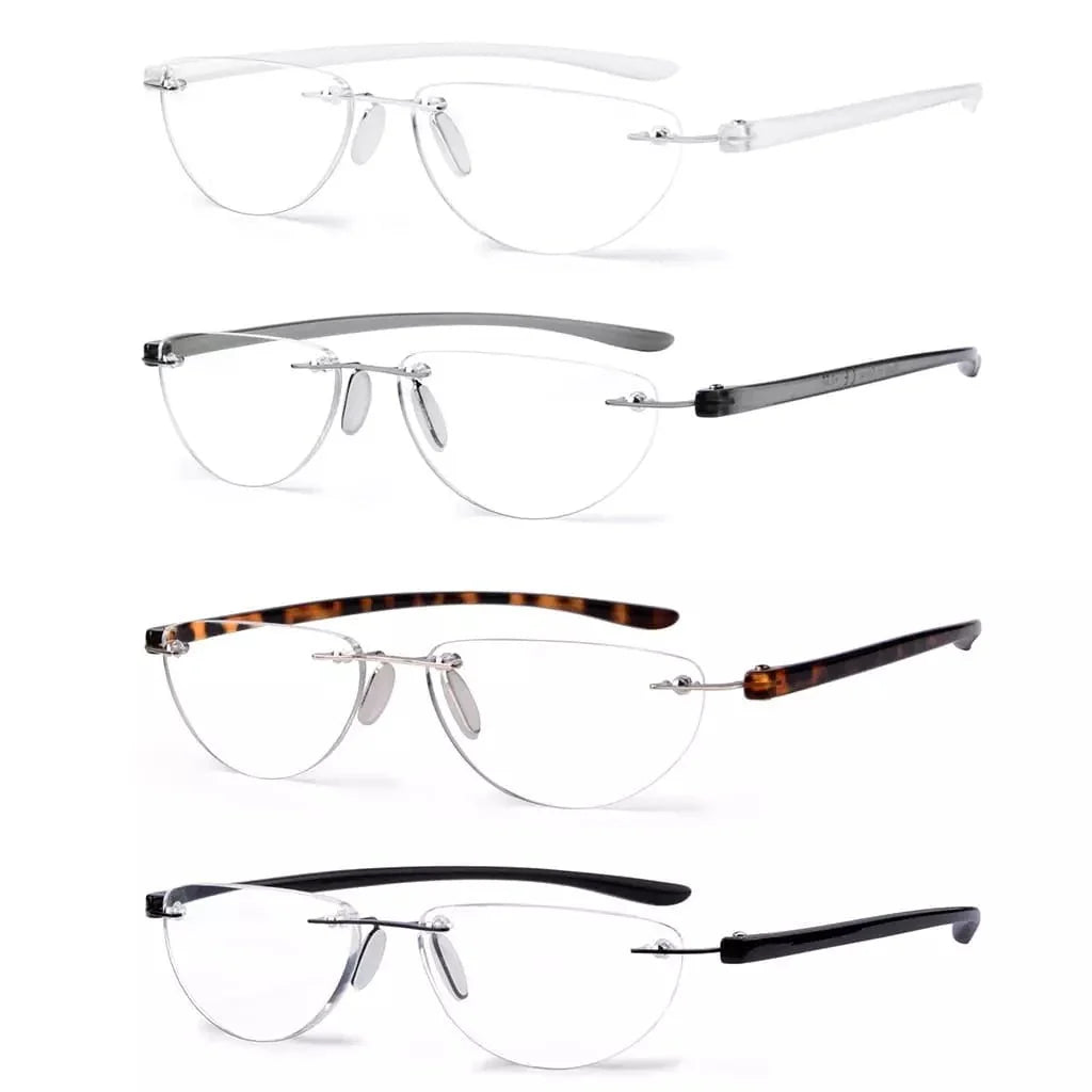 4 Pack Rimless Reading Glasses Half Moon Readers R2202