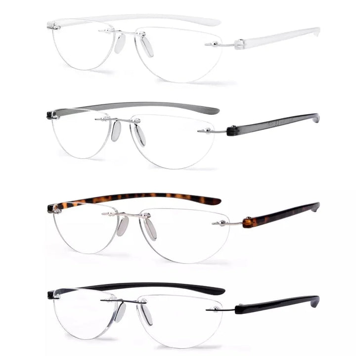 4 Pack Rimless Reading Glasses Half Moon Readers R2202