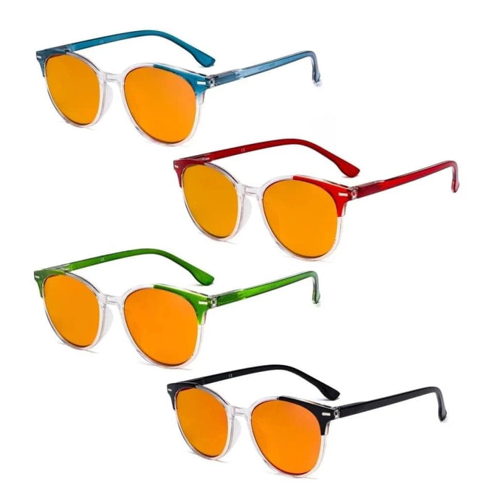 4 Pack Round Blue Light Blocking Reading Glasses DS9002C