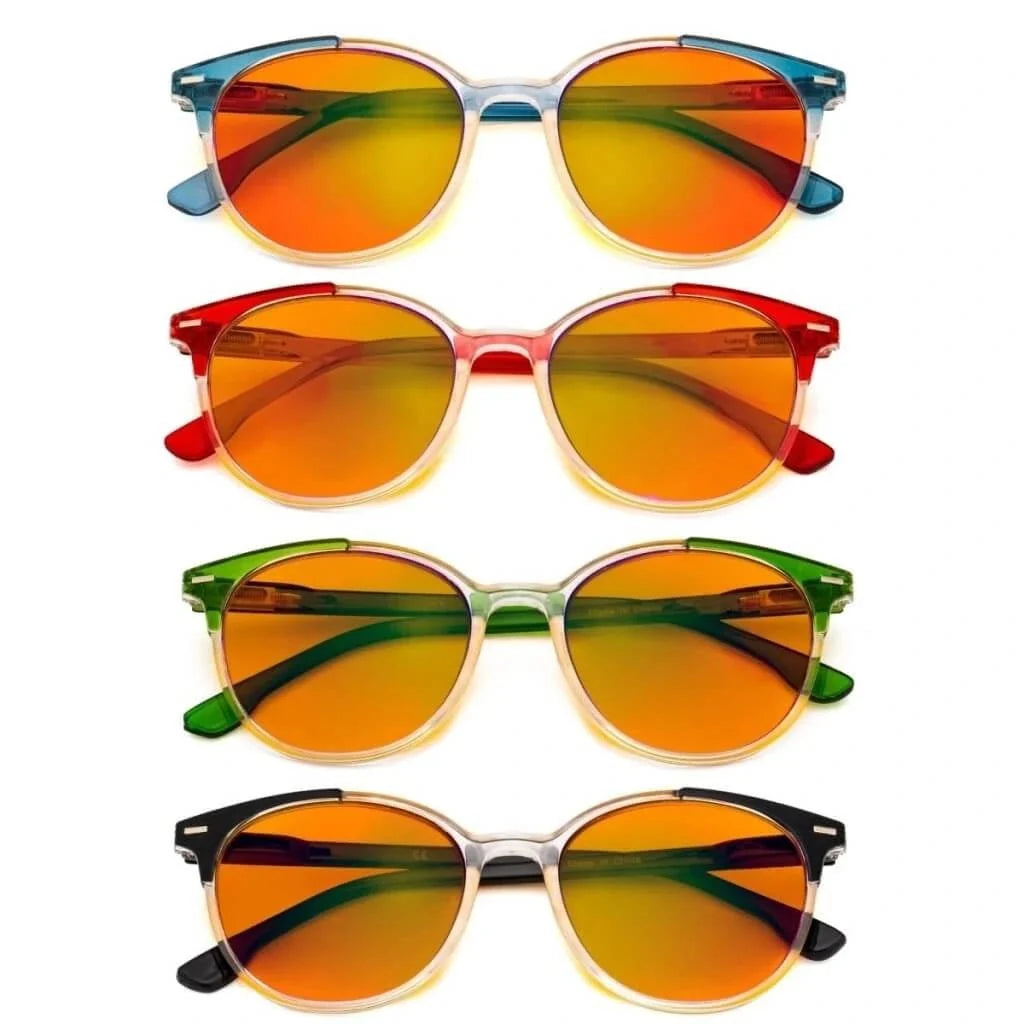 4 Pack Round Blue Light Blocking Reading Glasses DS9002C