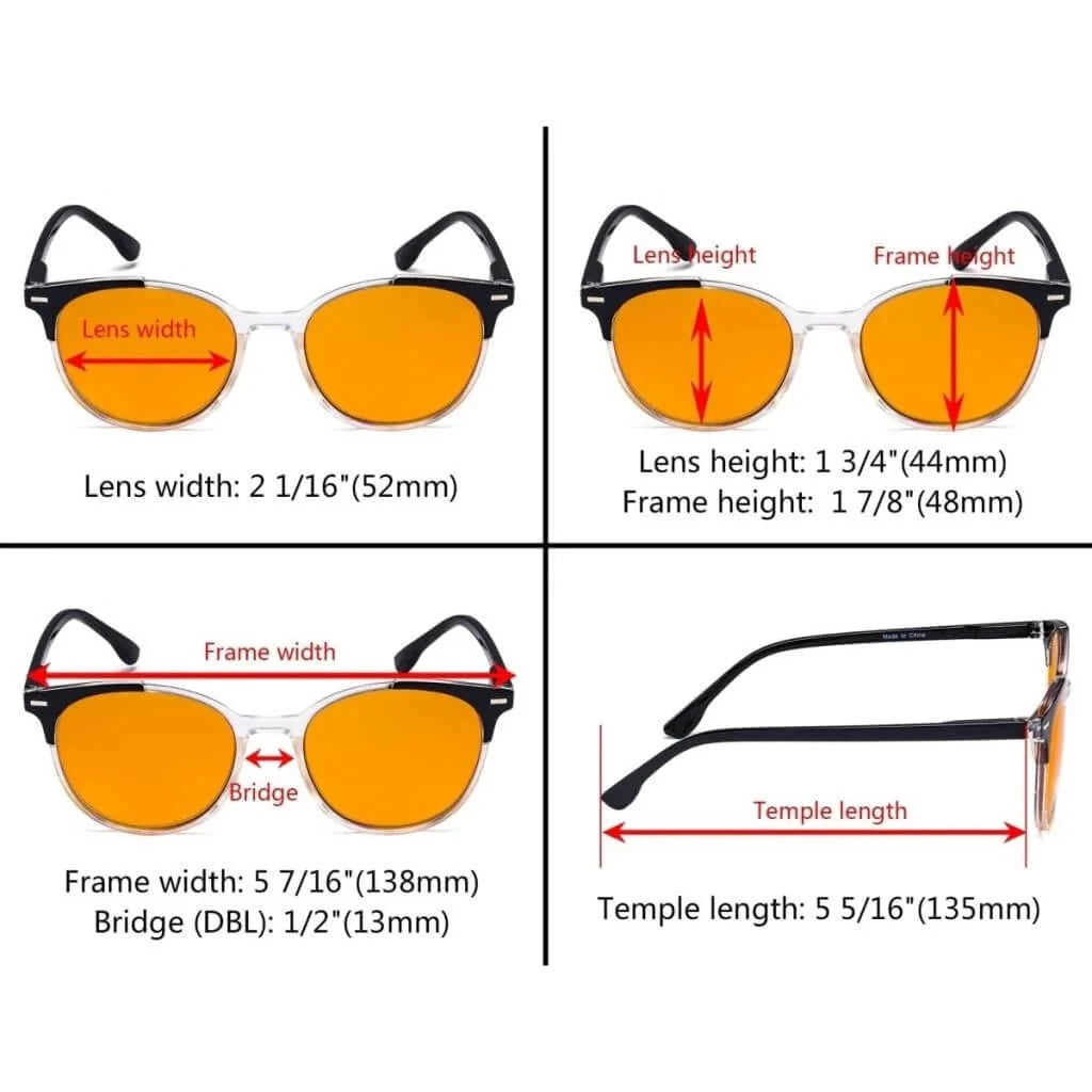 4 Pack Round Blue Light Blocking Reading Glasses DS9002C