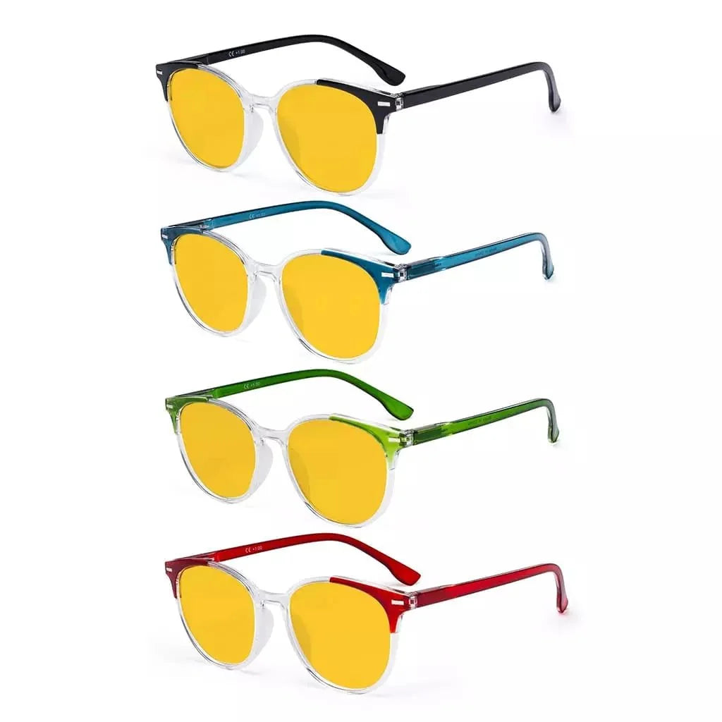 4 Pack Round Blue Light Blocking Reading Glasses HP9002C