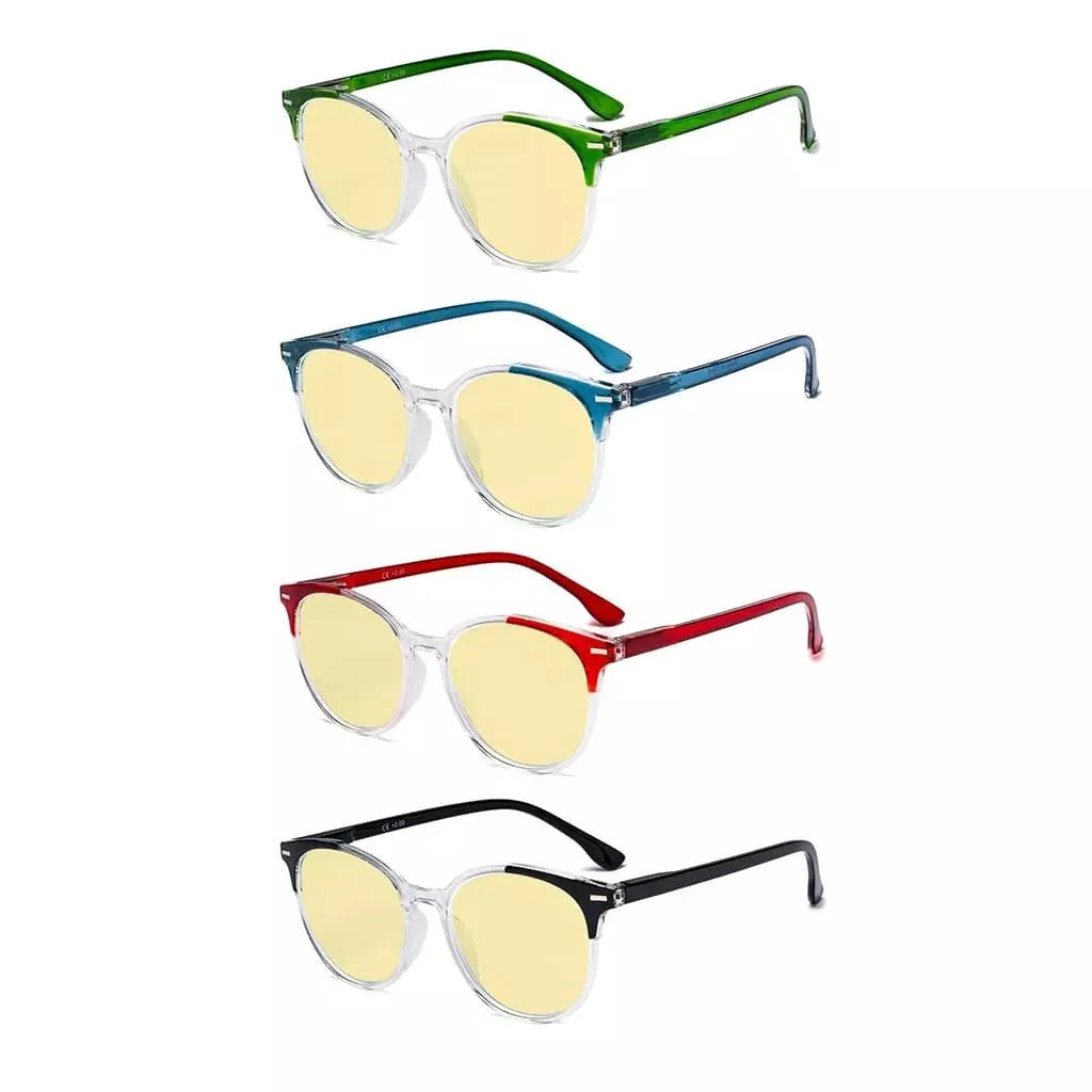 4 Pack Round Blue Light Blocking Reading Glasses TM9002C