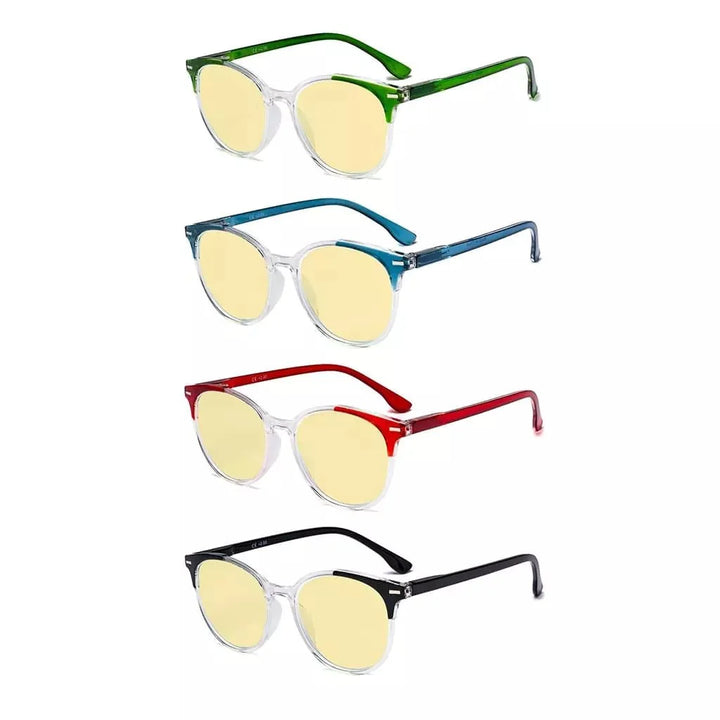 4 Pack Round Blue Light Blocking Reading Glasses TM9002C