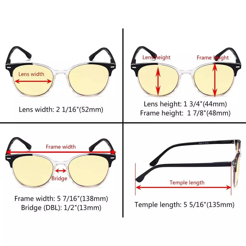 4 Pack Round Blue Light Blocking Reading Glasses TM9002C