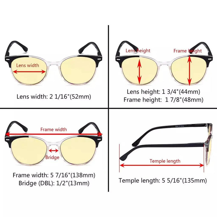 4 Pack Round Blue Light Blocking Reading Glasses TM9002C