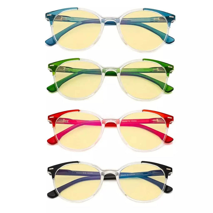 4 Pack Round Blue Light Blocking Reading Glasses TM9002C