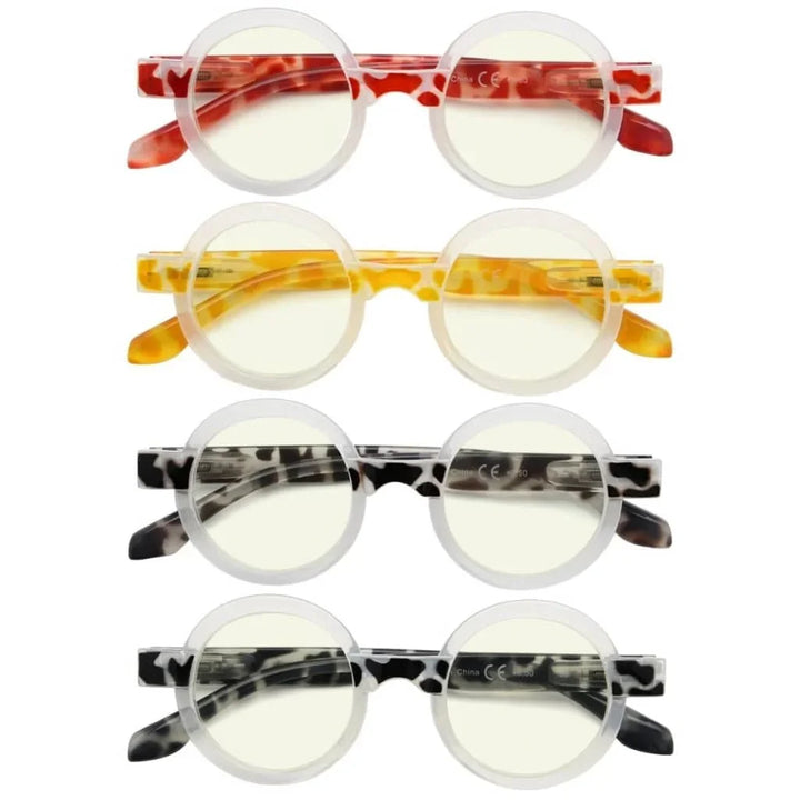 4 Pack Round Blue Light Filter Reading Glasses UVR2007Z