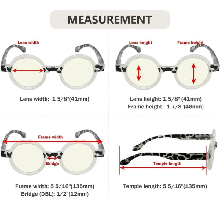 4 Pack Round Blue Light Filter Reading Glasses UVR2007Z