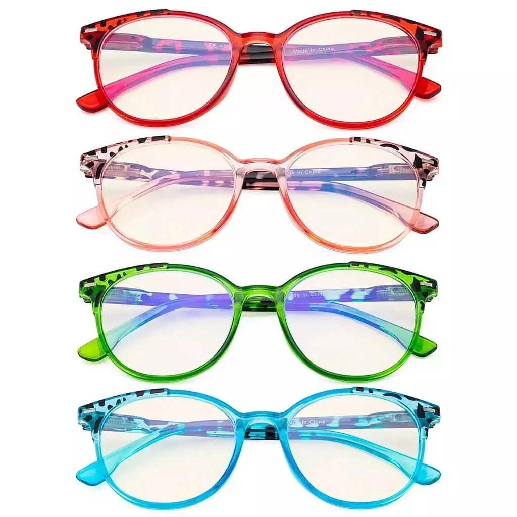4 Pack Round Blue Light Filter Reading Glasses UVR9002D
