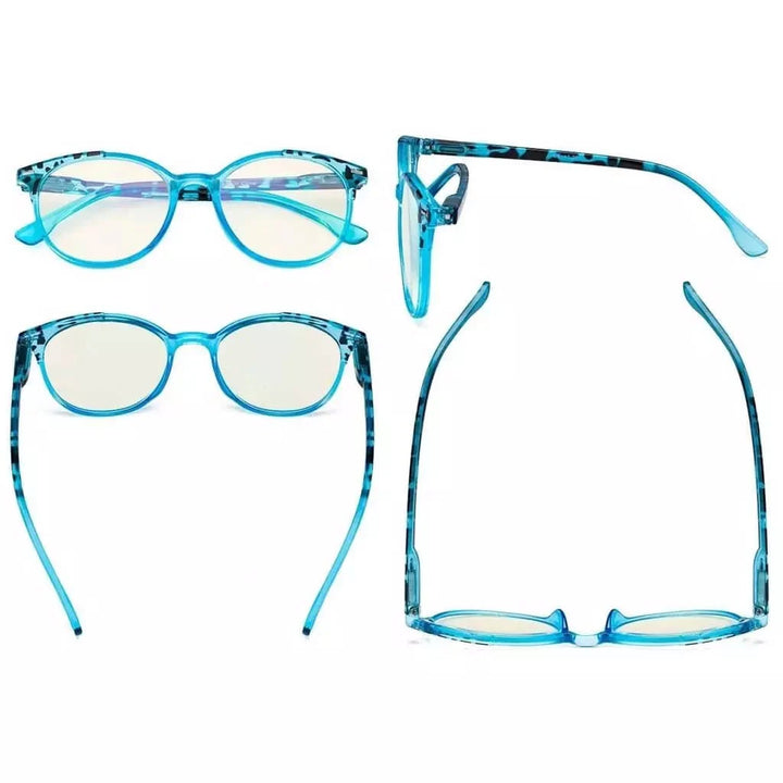 4 Pack Round Blue Light Filter Reading Glasses UVR9002D