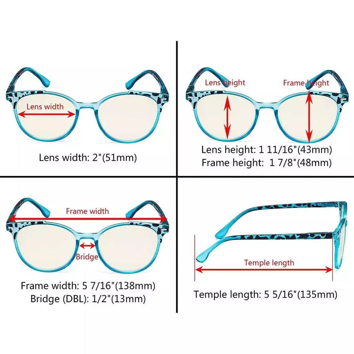 4 Pack Round Blue Light Filter Reading Glasses UVR9002D