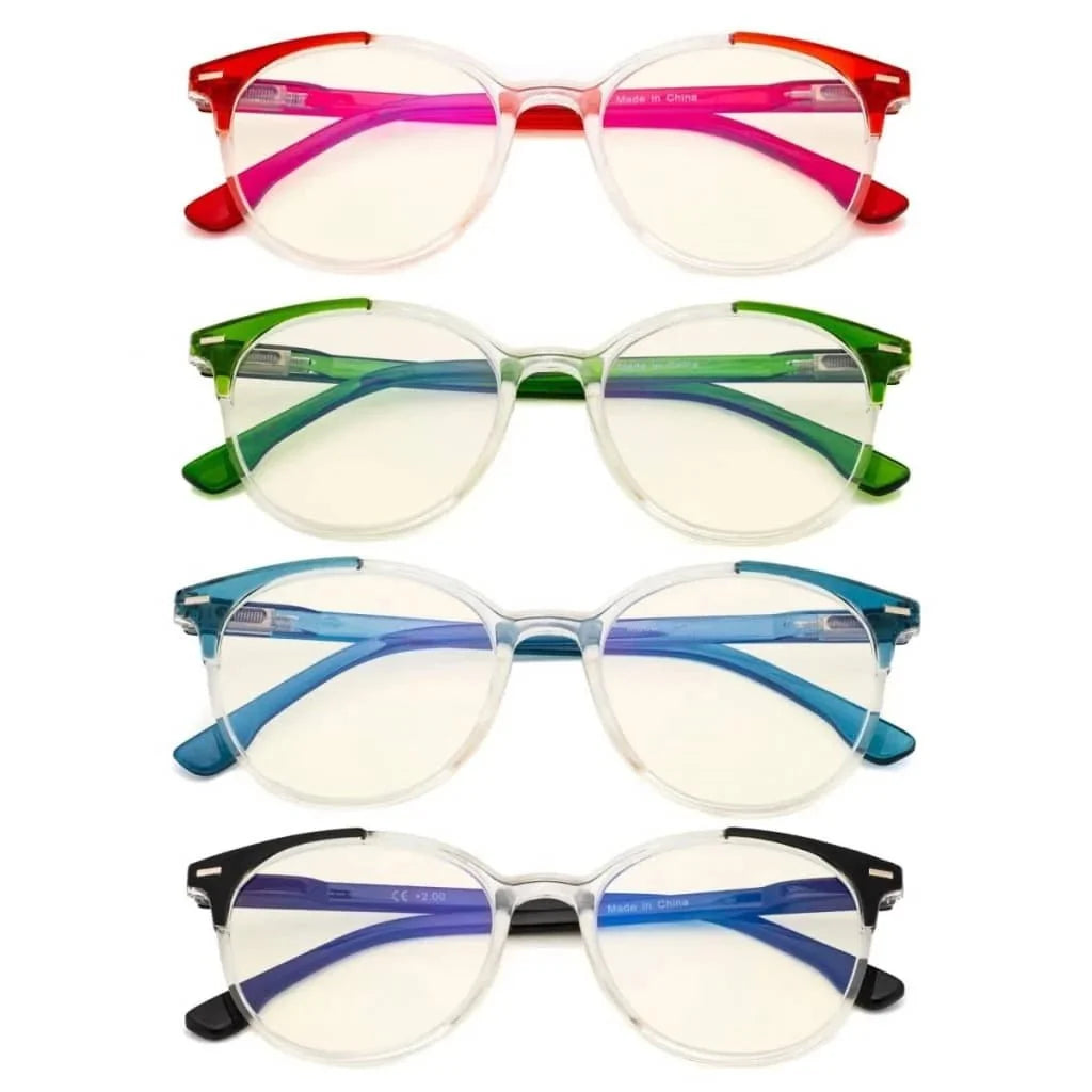 4 Pack Round Blue Light Filterg Reading Glasses UVR9002C
