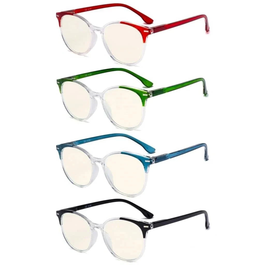 4 Pack Round Blue Light Filterg Reading Glasses UVR9002C