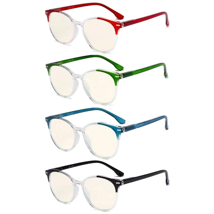 4 Pack Round Blue Light Filterg Reading Glasses UVR9002C