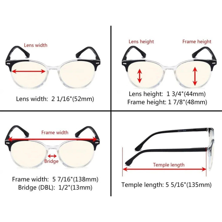 4 Pack Round Blue Light Filterg Reading Glasses UVR9002C