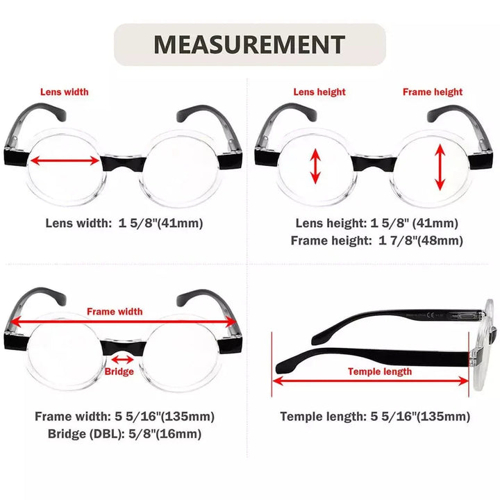 4 Pack Round Cute Reading Glasses Vintage Stylish Readers R2007T