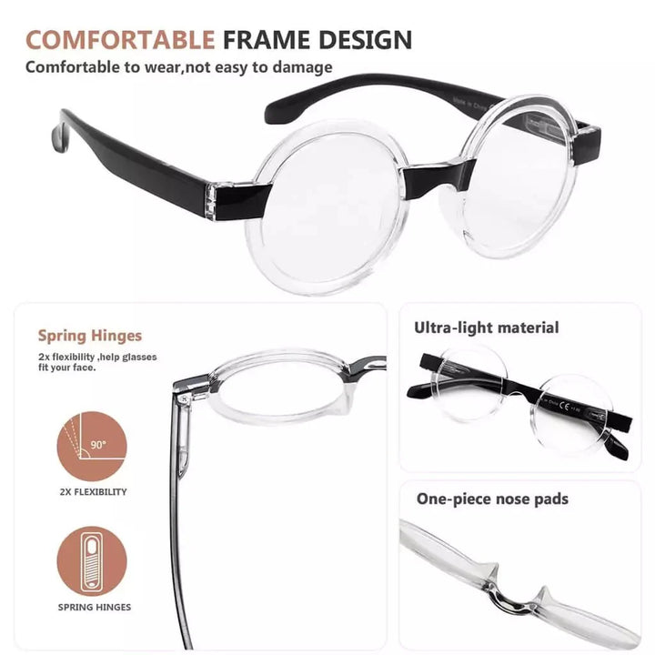 4 Pack Round Cute Reading Glasses Vintage Stylish Readers R2007T