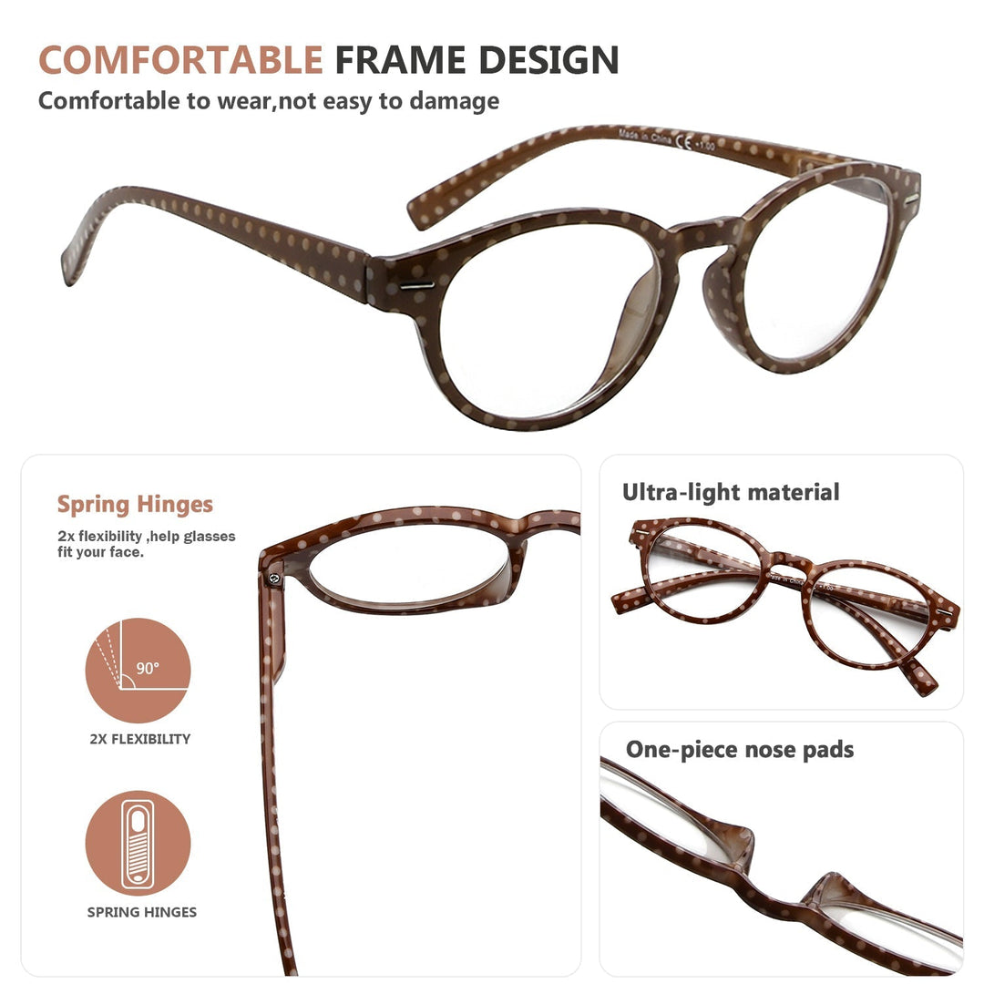 4 Pack Oval Polka Dots Pattern Reading Glasses R091P