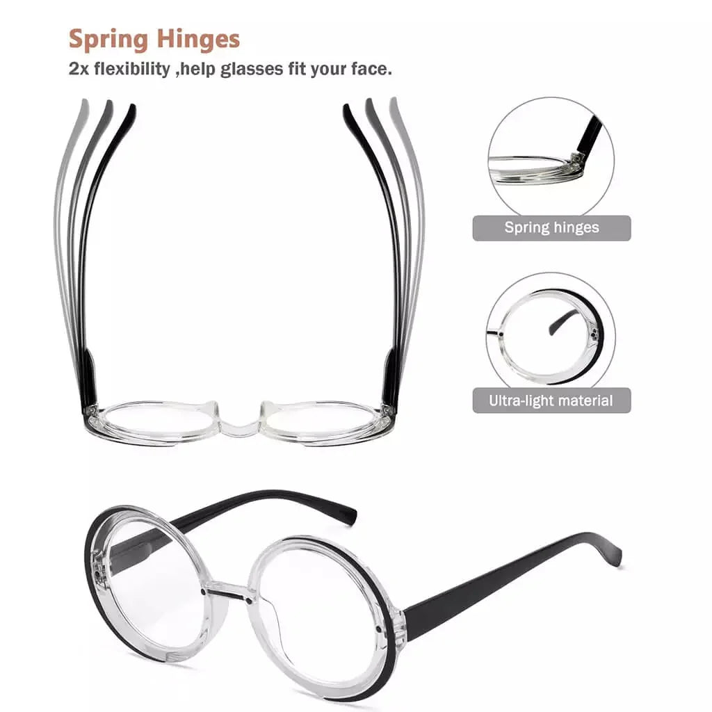4 Pack Round Reading Glasses Stylish Readers R2005N