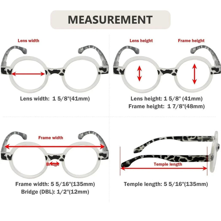 4 Pack Round Style Reading Glasses R2007Z