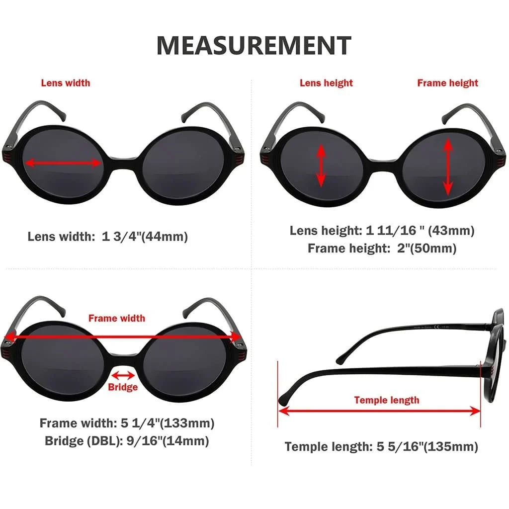 4 Pack Round Stylish Bifocal Reading Sunglasses SBR2025